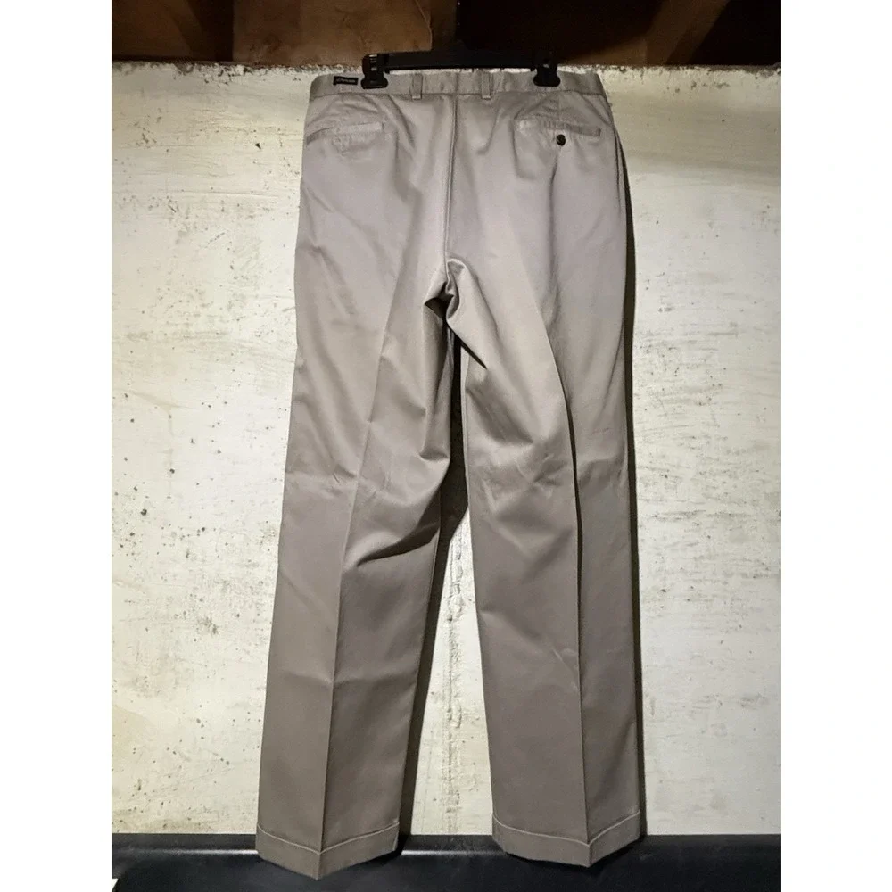Joseph & Feiss 100% Cotton Pants Mens 40x34 BIEGE Pleated Cuffed Casual Trouser